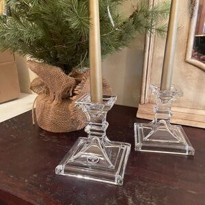 Vintage Bohemia Czech Republic Crystal Cut Candle Holders